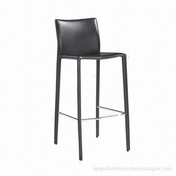 High Bar Stool, Made of Recycle Leather and Chrome Frame, OEM Offered